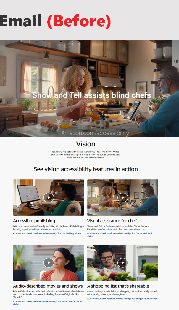 Amazon Accessibility Features Before